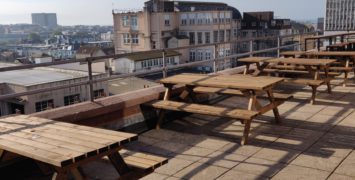 Outside seating area with views of Brighton