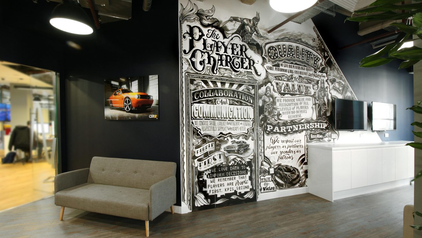 London office mural by artist Vic Lee